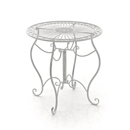 Tavolino stile romantico CP309 ferro rotondo 70x72cm ~ colore bianco antico