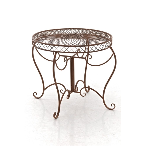Tavolino tavolo stile romantico CP297 ferro rotondo 88x69cm marrone