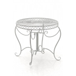 Tavolino tavolo stile romantico CP297 ferro rotondo 88x69cm bianco antico