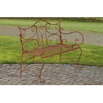 Panca panchina anticata stile romantico da giardino terrazza HLO-CP12 metallo marrone antico