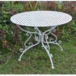 Tavolino stile romantico CP320 ferro rotondo 74x70cm bianco antico