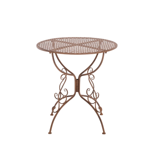 Tavolino stile romantico CP320 ferro rotondo 74x70cm marrone antico