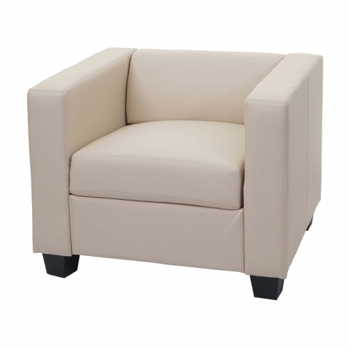 Poltrona sofa lounge moderno elegante serie Lille M65 75x86x70cm ecopelle avorio