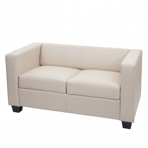 Divano sofa 2 posti lounge moderno elegante serie Lille M65 75x137x70cm ecopelle avorio