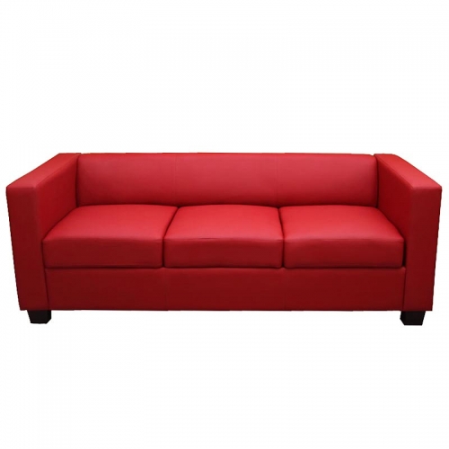 Divano sofa 3 posti lounge moderno elegante serie Lille M65 75x191x70cm pelle ecopelle rosso