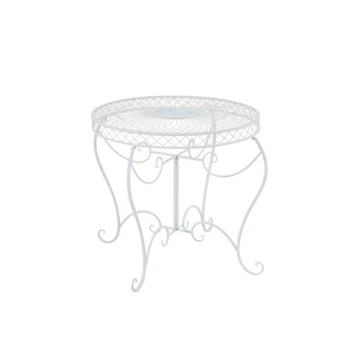 Tavolino tavolo stile romantico CP297 ferro rotondo 88x69cm bianco