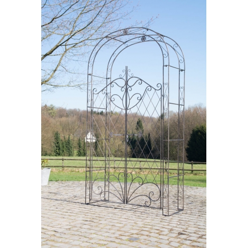 Arco rampicanti giardino romantico piante decorativo con cancelletto HLO-CP91 ferro colore bronzo