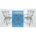 Set tavolo con 2x sedie da giardino pieghevole romantico decorativo HLO-CP3 bianco antico