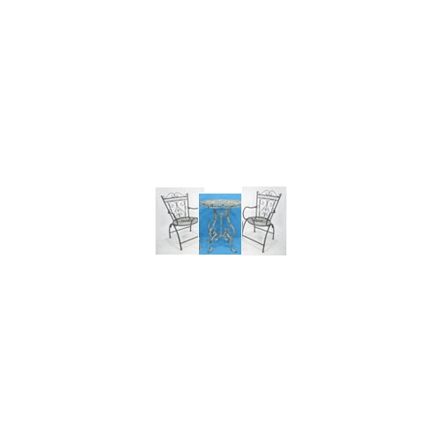 Set tavolo con 2x sedie da giardino pieghevole romantico decorativo HLO-CP3 bianco antico