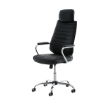 Poltrona sedia ufficio girevole regolabile HLO-CP9 metallo cromato ecopelle nero