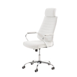 Poltrona sedia ufficio girevole regolabile HLO-CP9 metallo cromato ecopelle bianco