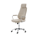 Poltrona sedia ufficio girevole regolabile HLO-CP9 metallo cromato ecopelle avorio