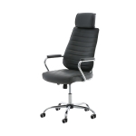Poltrona sedia ufficio girevole regolabile HLO-CP9 metallo cromato ecopelle grigio