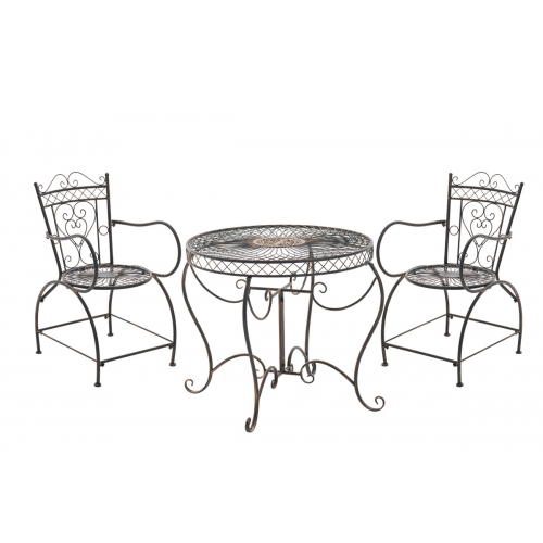 Set tavolo con 2x sedie da giardino pieghevole romantico decorativo HLO-CP3 color bronzo