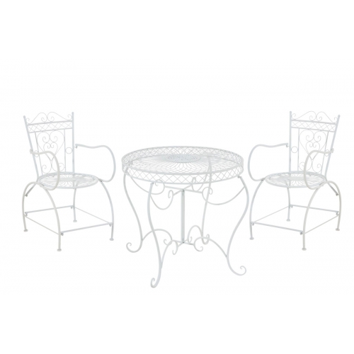 Set tavolo con 2x sedie da giardino pieghevole romantico decorativo HLO-CP3 bianco