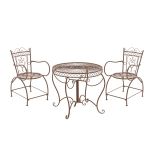 Set tavolo con 2x sedie da giardino pieghevole romantico decorativo HLO-CP3 marrone antico