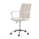 Poltrona sedia ufficio girevole regolabile HLO-CP3 V2 metallo cromato ecopelle bianco