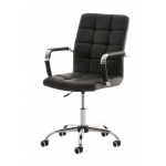 Poltrona sedia ufficio girevole regolabile HLO-CP3 V2 metallo cromato ecopelle nero