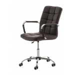 Poltrona sedia ufficio girevole regolabile HLO-CP3 V2 metallo cromato ecopelle marrone