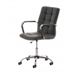 Poltrona sedia ufficio girevole regolabile HLO-CP3 V2 metallo cromato ecopelle grigio