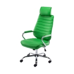 Poltrona sedia ufficio girevole regolabile HLO-CP9 metallo cromato ecopelle verde