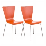 Set 2x sedie da cucina sala attesa CP613 impilabile legno metallo arancione
