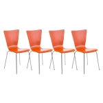 Set 4x sedie da cucina sala attesa CP613 impilabile legno metallo arancione