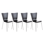 Set 4x sedie da cucina sala attesa CP613 impilabile legno metallo nero