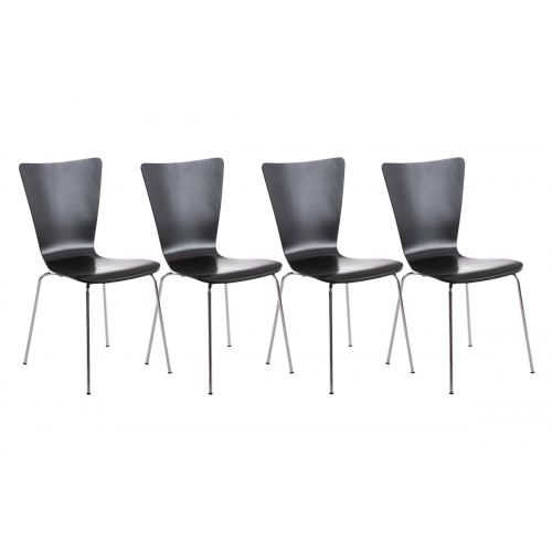 Set 4x sedie da cucina sala attesa CP613 impilabile legno metallo nero