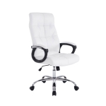 Poltrona sedia ufficio girevole regolabile HLO-CP8 metallo cromato ecopelle bianco