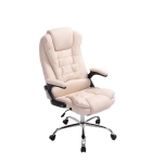 Poltrona sedia ufficio girevole regolabile 150kg HLO-CP11 ecopelle avorio