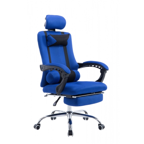 Poltrona sedia ufficio girevole regolabile poggiapiedi estraibile HLO-CP41 tessuto a rete blu