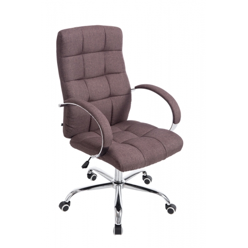 Poltrona sedia ufficio girevole regolabile HLO-CP63 metallo cromato tessuto marrone