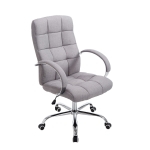 Poltrona sedia ufficio girevole regolabile HLO-CP63 metallo cromato tessuto grigio