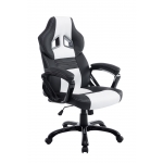 Poltrona sedia ufficio girevole regolabile sportiva gaming HLO-CP68 ecopelle nero bianco