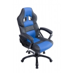 Poltrona sedia ufficio girevole regolabile sportiva gaming HLO-CP68 ecopelle nero blu