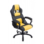 Poltrona sedia ufficio girevole regolabile sportiva gaming HLO-CP68 ecopelle nero giallo