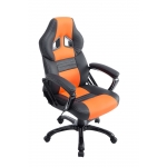 Poltrona sedia ufficio girevole regolabile sportiva gaming HLO-CP68 ecopelle nero arancione