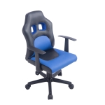 Poltrona sedia girevole regolabile gaming per bambini HLO-CP91 ecopelle nero e blu