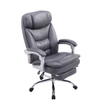 Poltrona sedia ufficio girevole regolabile poggiapiedi estraibile HLO-CP97 ecopelle grigio