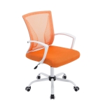 Sedia poltrona ufficio girevole HLO-CP81 base metallo bianco tessuto traspirante arancione