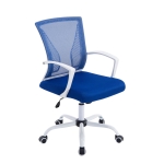 Sedia poltrona ufficio girevole HLO-CP81 base metallo bianco tessuto traspirante blu