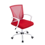 Sedia poltrona ufficio girevole HLO-CP81 base metallo bianco tessuto traspirante rosso