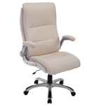 Poltrona sedia ufficio girevole regolabile 150kg HLO-CP1 Villach tessuto avorio