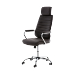 Poltrona sedia ufficio girevole regolabile HLO-CP9 V2 metallo cromato ecopelle marrone