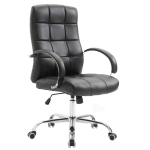 Poltrona sedia ufficio girevole regolabile HLO-CP63 metallo cromato ecopelle nero
