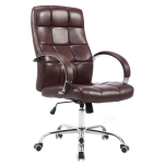 Poltrona sedia ufficio girevole regolabile HLO-CP63 metallo cromato ecopelle rosso bordeaux