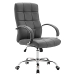 Poltrona sedia ufficio girevole regolabile HLO-CP63 metallo cromato ecopelle grigio