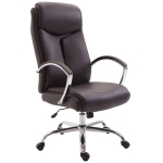 Poltrona sedia ufficio girevole regolabile HLO-CP85 metallo cromato ecopelle marrone