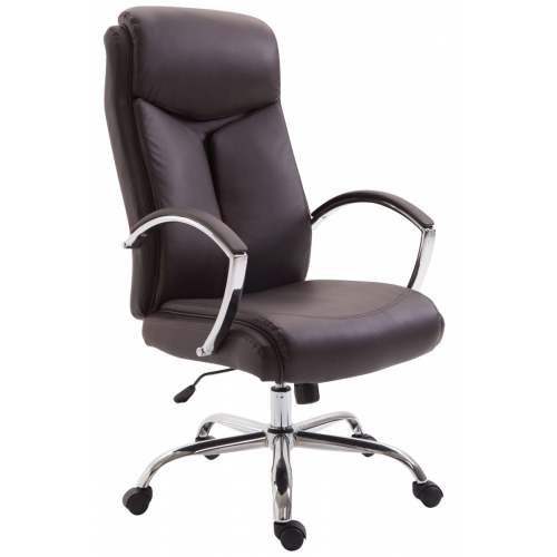 Poltrona sedia ufficio girevole regolabile HLO-CP85 metallo cromato ecopelle marrone